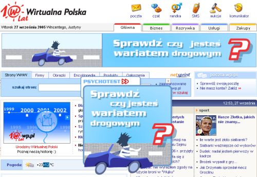 Floating ad na wp.pl