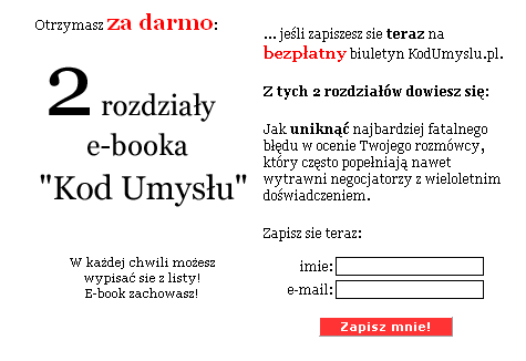 Biuletyn Kod Umysłu + 2 rozdziały e-booka Kod Umysłu